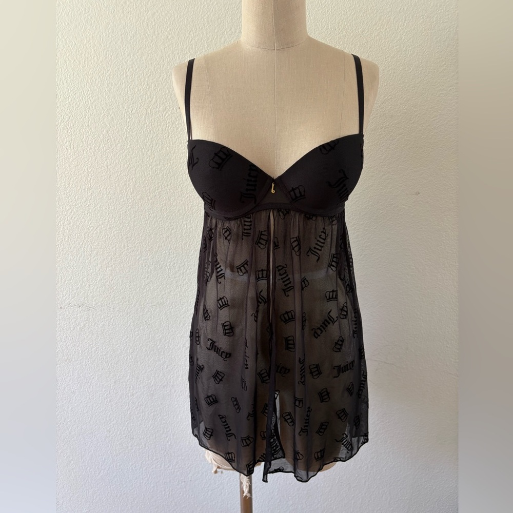 Juicy Couture Black Chemise babydoll lingerie size Small